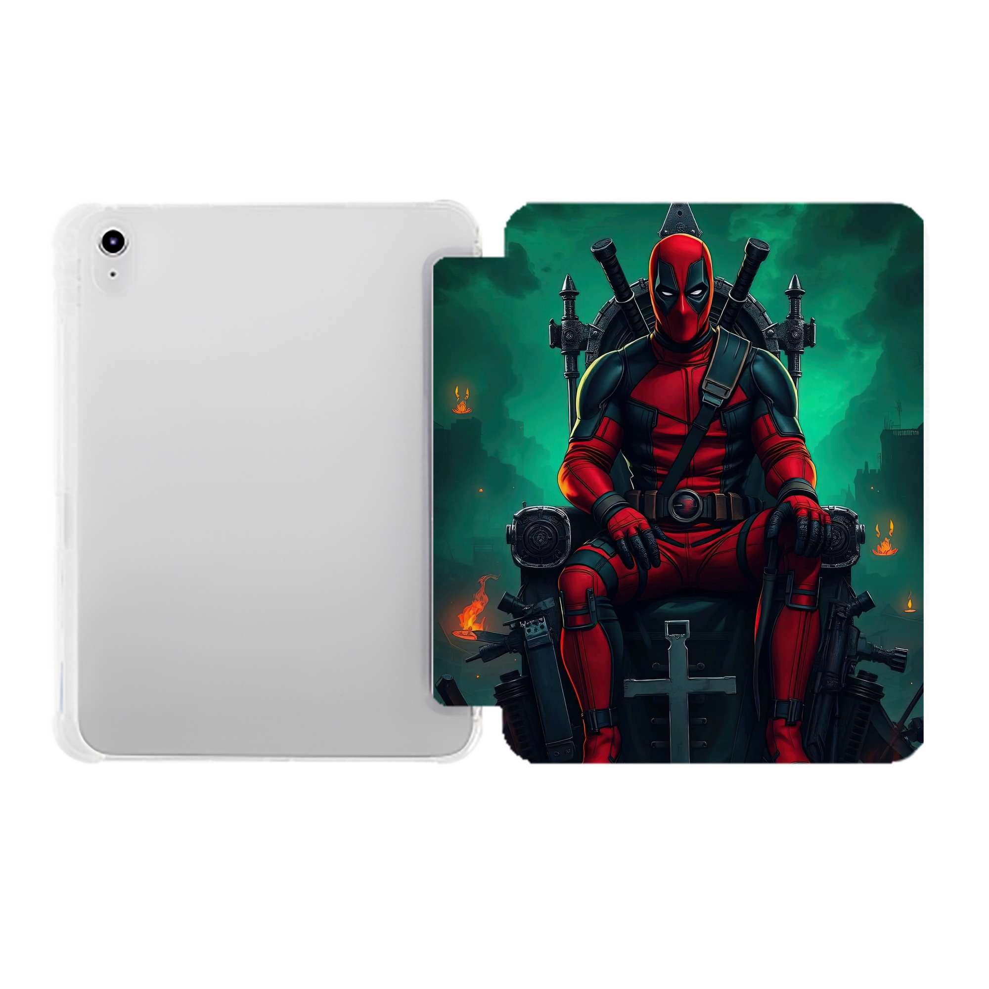 （画像用） Deadpool デッドプール IPad ケース ペン収納付き 三つ折りスタンド PUレザー×シリコン 対応機種9.5/10.5/10.9インチ